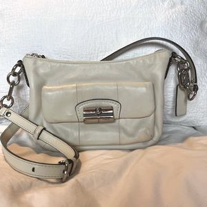 Coach Crossbody White Leather Purse; small